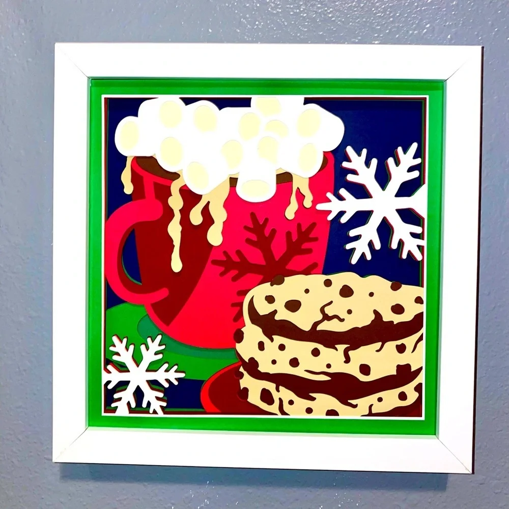 3D Hot Cocoa & Cookies Shadowbox